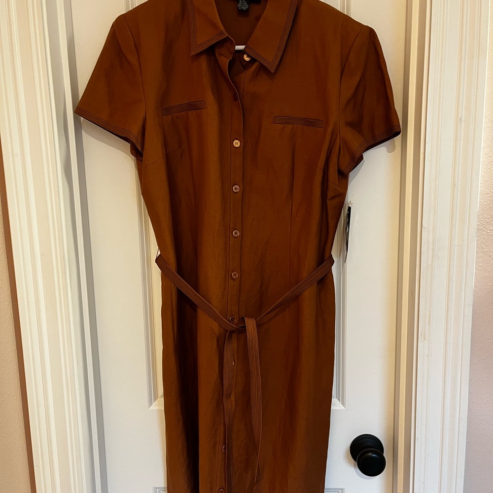 Spenser Jeremy Burnt Orange Button-Up Dress